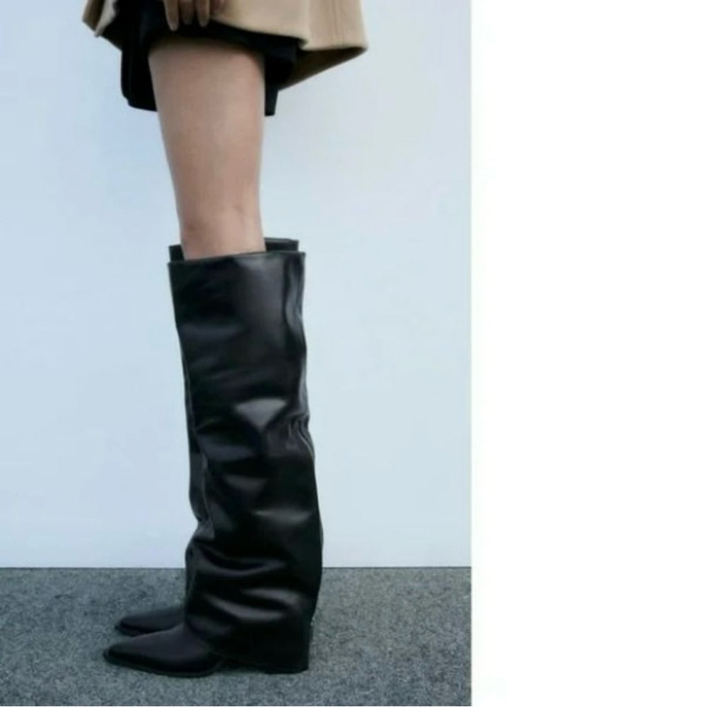ZARA LEATHER GAITER BOOTS